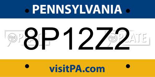 8P12Z2 Pennsylvania License Plate