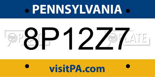 8P12Z7 Pennsylvania License Plate