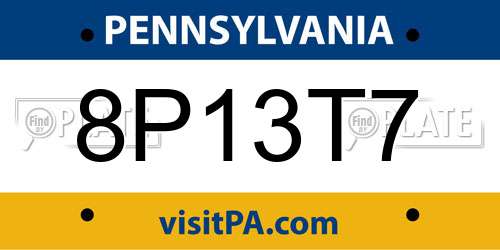 8P13T7 Pennsylvania License Plate