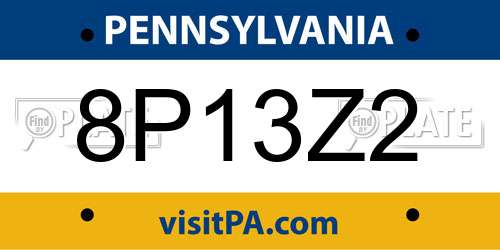 8P13Z2 Pennsylvania License Plate