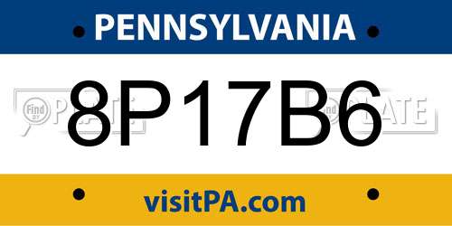 8P17B6 Pennsylvania License Plate
