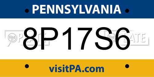 8P17S6 Pennsylvania License Plate