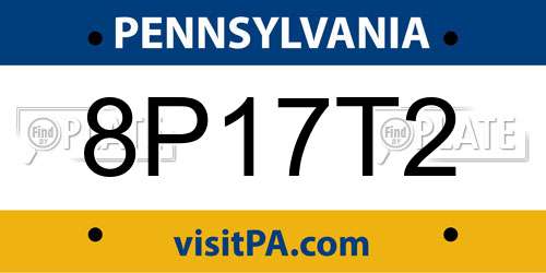 8P17T2 Pennsylvania License Plate