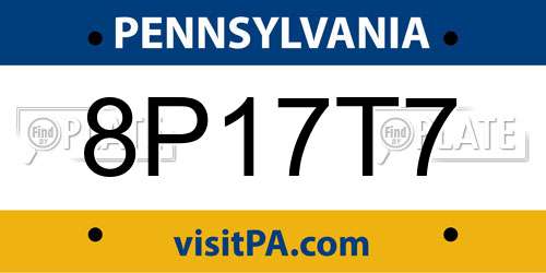 8P17T7 Pennsylvania License Plate