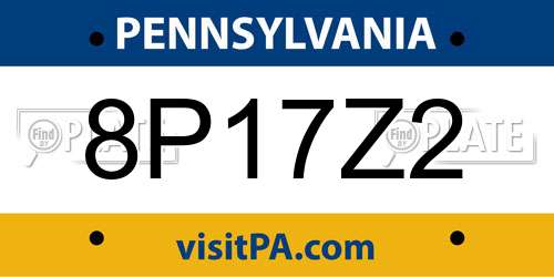 8P17Z2 Pennsylvania License Plate
