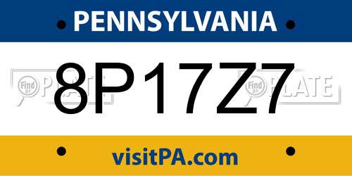 8P17Z7 Pennsylvania License Plate