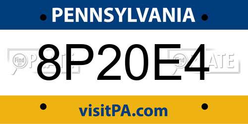 8P20E4 Pennsylvania License Plate