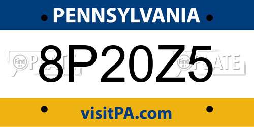 8P20Z5 Pennsylvania License Plate