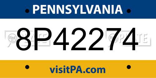 8P42274 Pennsylvania License Plate