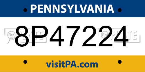8P47224 Pennsylvania License Plate