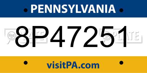 8P47251 Pennsylvania License Plate