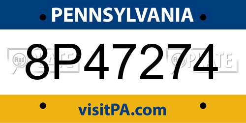 8P47274 Pennsylvania License Plate