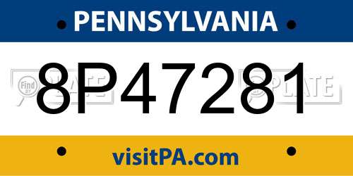 8P47281 Pennsylvania License Plate