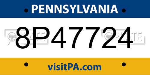 8P47724 Pennsylvania License Plate