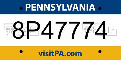 8P47774 Pennsylvania License Plate