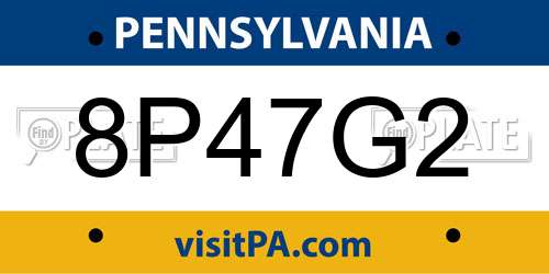 8P47G2 Pennsylvania License Plate