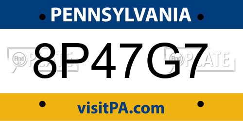 8P47G7 Pennsylvania License Plate