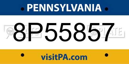 8P55857 Pennsylvania License Plate