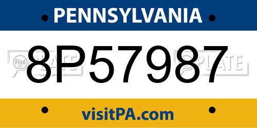 8P57987 Pennsylvania License Plate