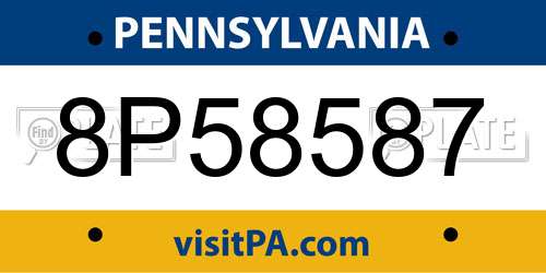 8P58587 Pennsylvania License Plate