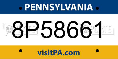 8P58661 Pennsylvania License Plate