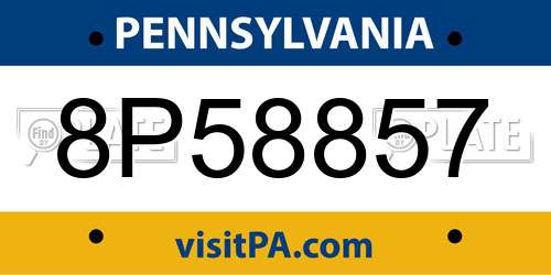 8P58857 Pennsylvania License Plate