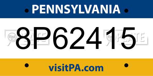 8P62415 Pennsylvania License Plate