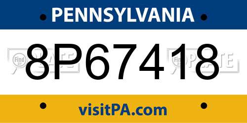 8P67418 Pennsylvania License Plate