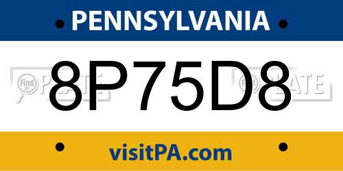 8P75D8 Pennsylvania License Plate