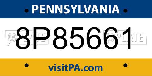 8P85661 Pennsylvania License Plate