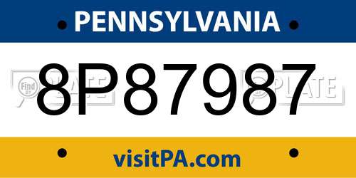 8P87987 Pennsylvania License Plate