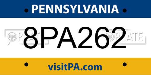 8PA262 Pennsylvania License Plate