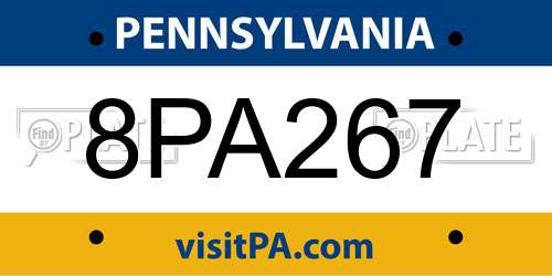 8PA267 Pennsylvania License Plate