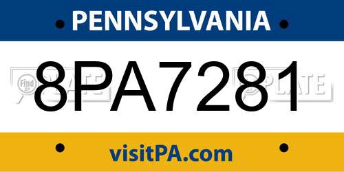 8PA7281 Pennsylvania License Plate