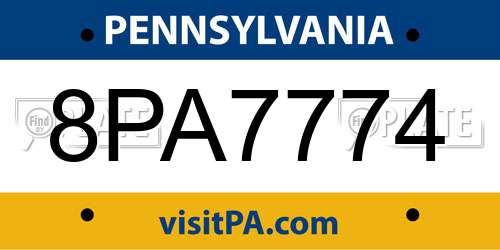 8PA7774 Pennsylvania License Plate