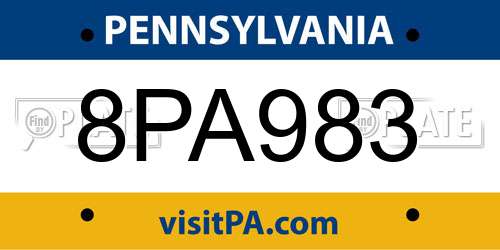 8PA983 Pennsylvania License Plate