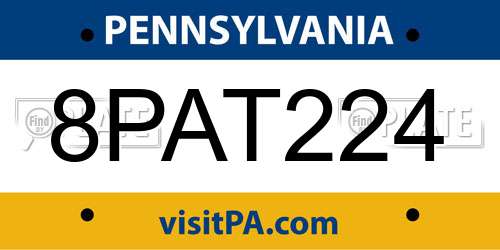 8PAT224 Pennsylvania License Plate