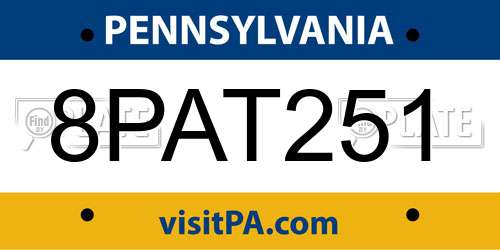8PAT251 Pennsylvania License Plate