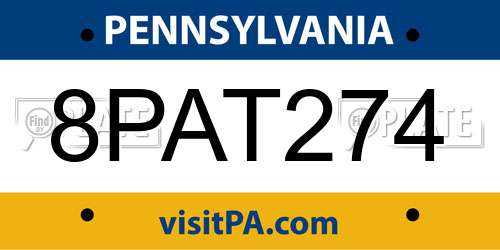 8PAT274 Pennsylvania License Plate