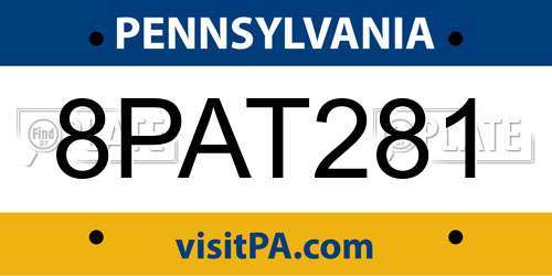 8PAT281 Pennsylvania License Plate
