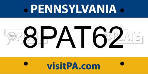 8PAT62 Pennsylvania License Plate