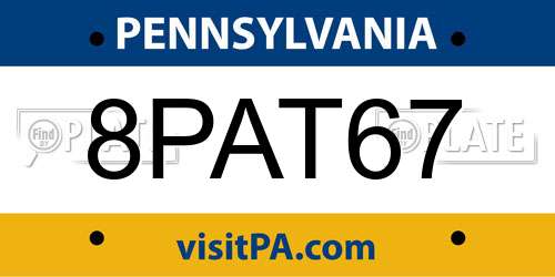8PAT67 Pennsylvania License Plate