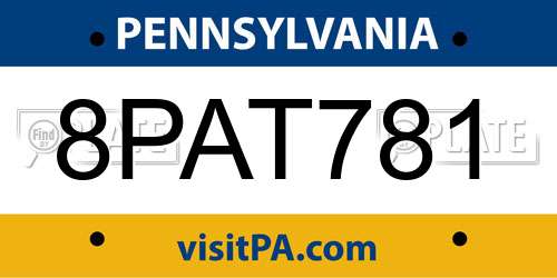 8PAT781 Pennsylvania License Plate