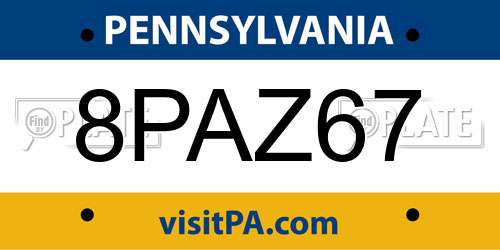 8PAZ67 Pennsylvania License Plate