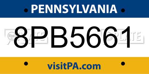 8PB5661 Pennsylvania License Plate