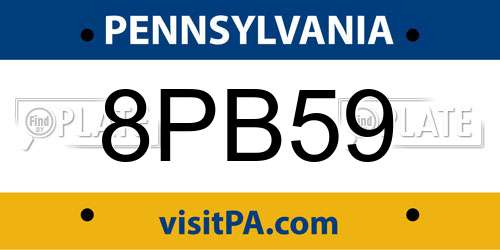 8PB59 Pennsylvania License Plate
