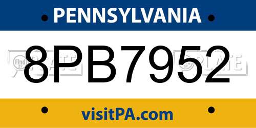 8PB7952 Pennsylvania License Plate