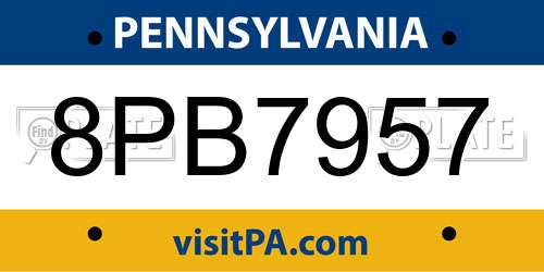8PB7957 Pennsylvania License Plate