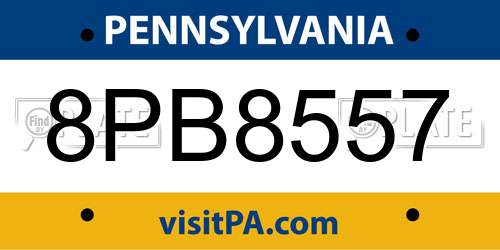 8PB8557 Pennsylvania License Plate