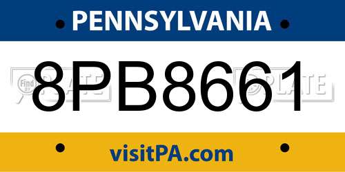 8PB8661 Pennsylvania License Plate